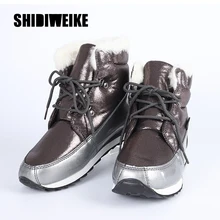 Женские зимние ботинки; коллекция года; женские зимние ботинки; теплые ботинки на платформе с густым мехом; нескользящая Водонепроницаемая зимняя обувь; J824