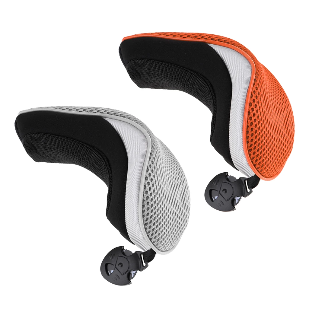 2шт сетчатый чехол для головки клюшки для гольфа чехол Гибридный чехол для головы с заменяемым номером оранжевый и серый
