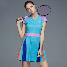 Платье для бадминтона женские быстросохнущие тонкие костюмы для бадминтона теннисное платье с защитными шортами