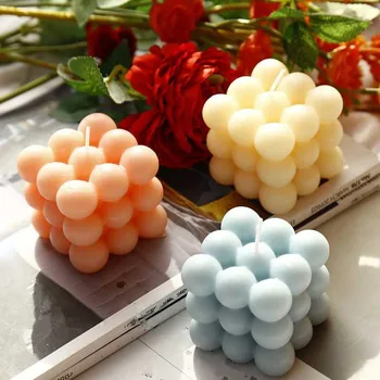 

1 pcs Cube Candle Round Soy Wax Essential Oil Aromatherapy DIY Material Romantic Scented wax Nordic Style Decorative Candle