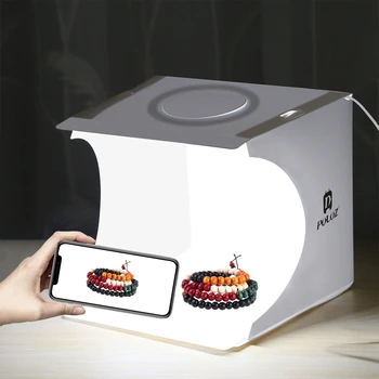 Portable Folding Ring LED Light Room Lightbox Photography Photo Studio Light Tent Soft Box Backdrops for Digital DSLR Camera