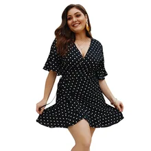 Оригинальное дизайнерское платье большого размера летние новые продукты AliExpress Amazon горячая распродажа сексуальное платье в горошек