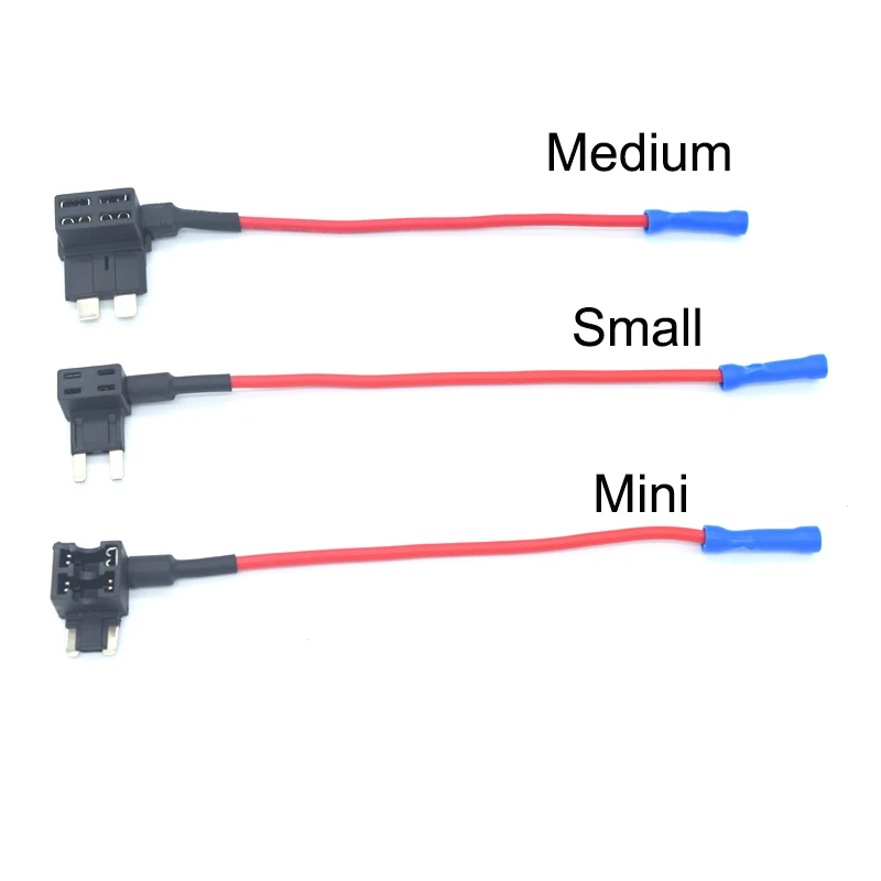 12V Car Fuse Holder MINI SMALL MEDIUM Size Add-a-circuit TAP Adapter with 10A Micro Mini Standard ATM Blade Fuse