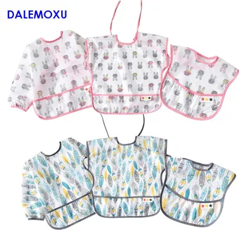 

3PCS Baby Bibs Lunch Feeding Drawing Burp Cloth Waterproof Saliva Towel Baby Girl Boy Clothes With Pocket Child Apron Smock