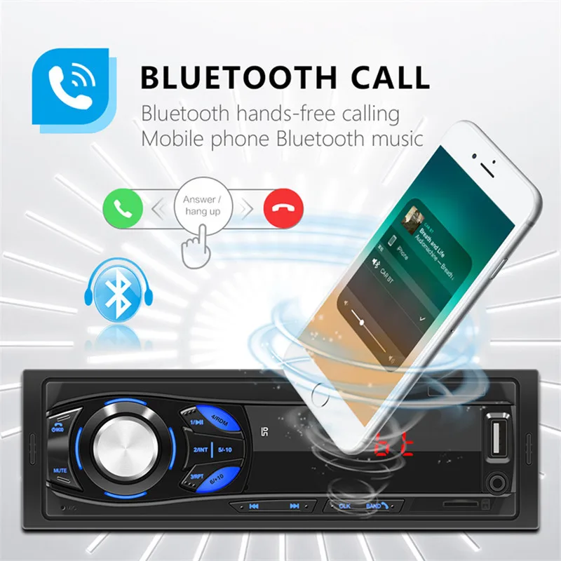 Autoradio Car Radio Stereo Bluetooth FM Aux Input Wireless Audio Receiver TF USB 12V In-dash 1 din Audio MP3 Multimedia Player