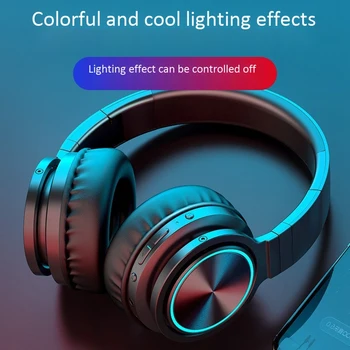 

B12 Wireless Headphones Bluetooth 5.0 Headphone with 7 Color Led Light 36H Playtime Support TF Card Headset for Phone Pc