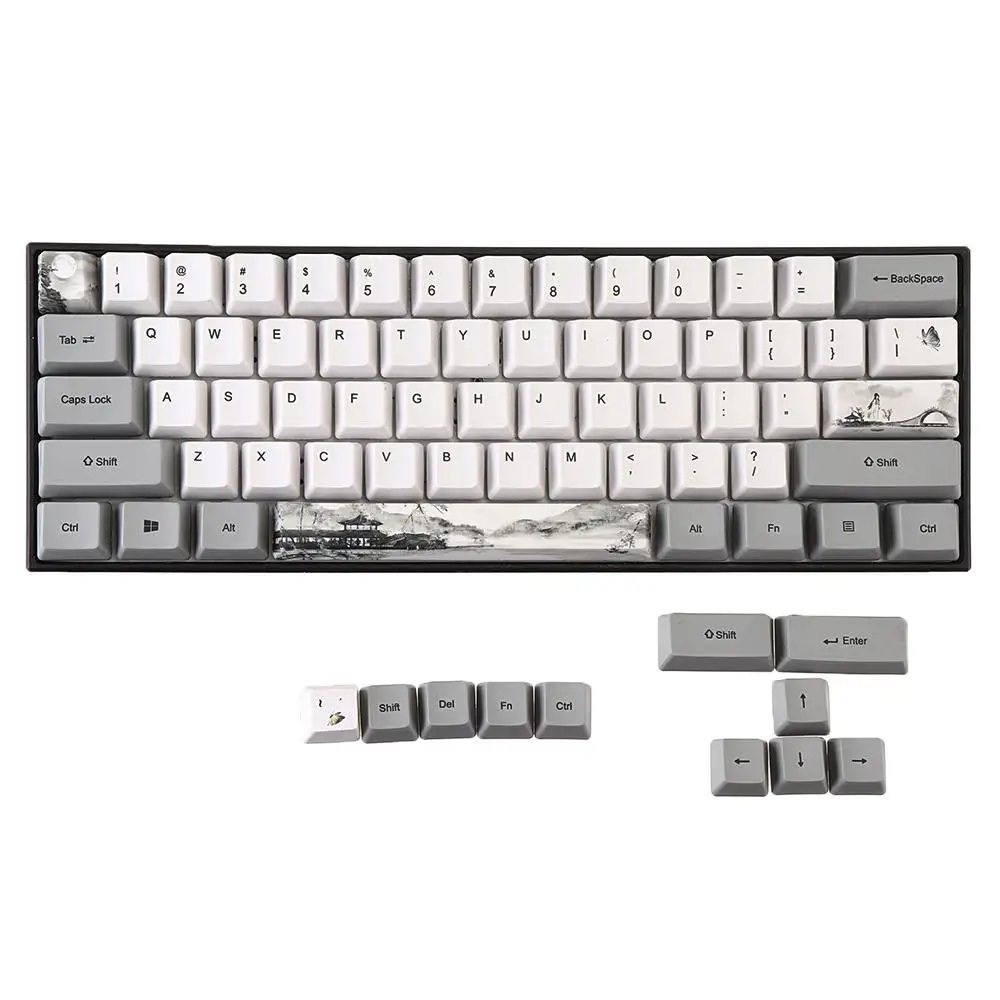 Chinese Lnk Painting Keycap Set PBT Sublimation OEM Profile Keycap For GK61 GK64 Mechanical Gaming