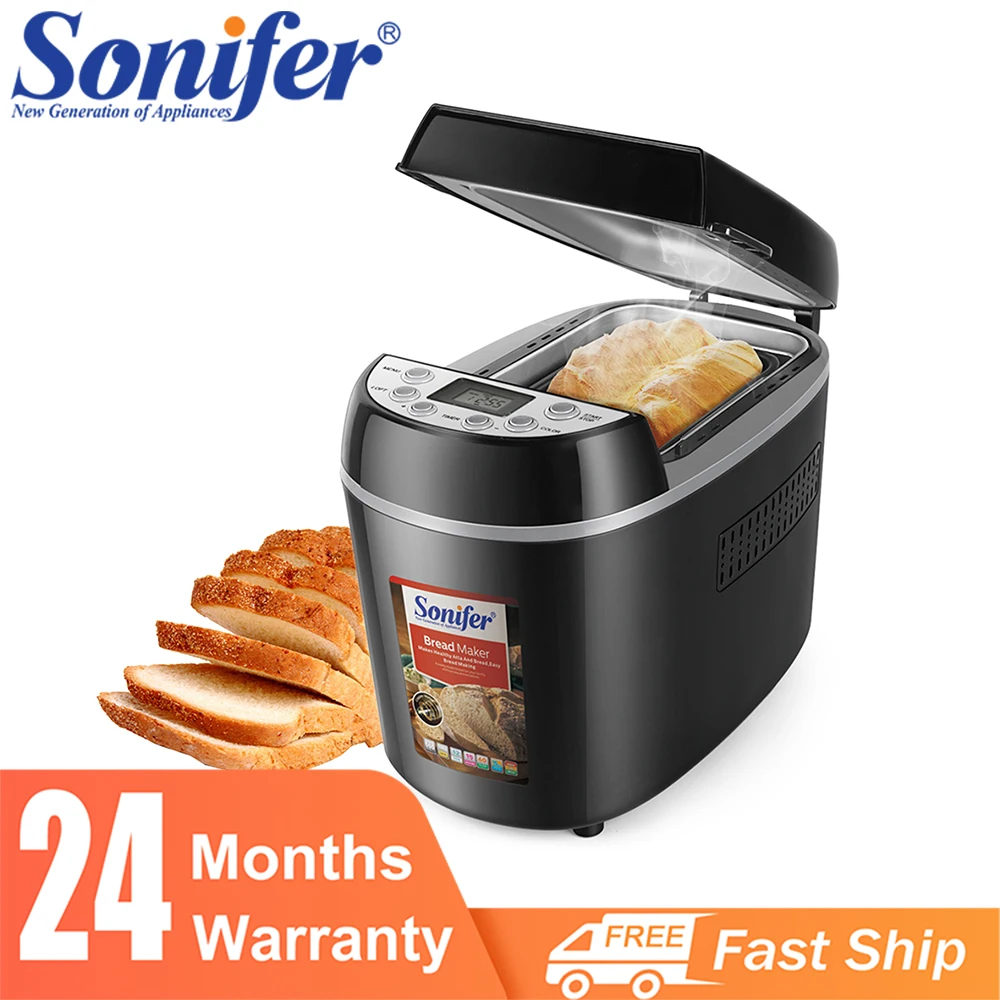 1.3kg Automatic Bread Machine 870w Programmable Maker 15-hour Pre-set Timer Control Panel With Lcd Display Sonifer |