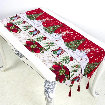 

Christmas Flower Snowman Table Runner Xmas Party Dinner Table Cloth Cover Merry Christmas Decorations For Home Navidad