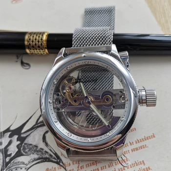 

FORSINING Magnetic buckle Automatic Mechanical Men Wristwatch Military Sport Man Clock Luxury Bridge Hollow Waterproof Man Watch