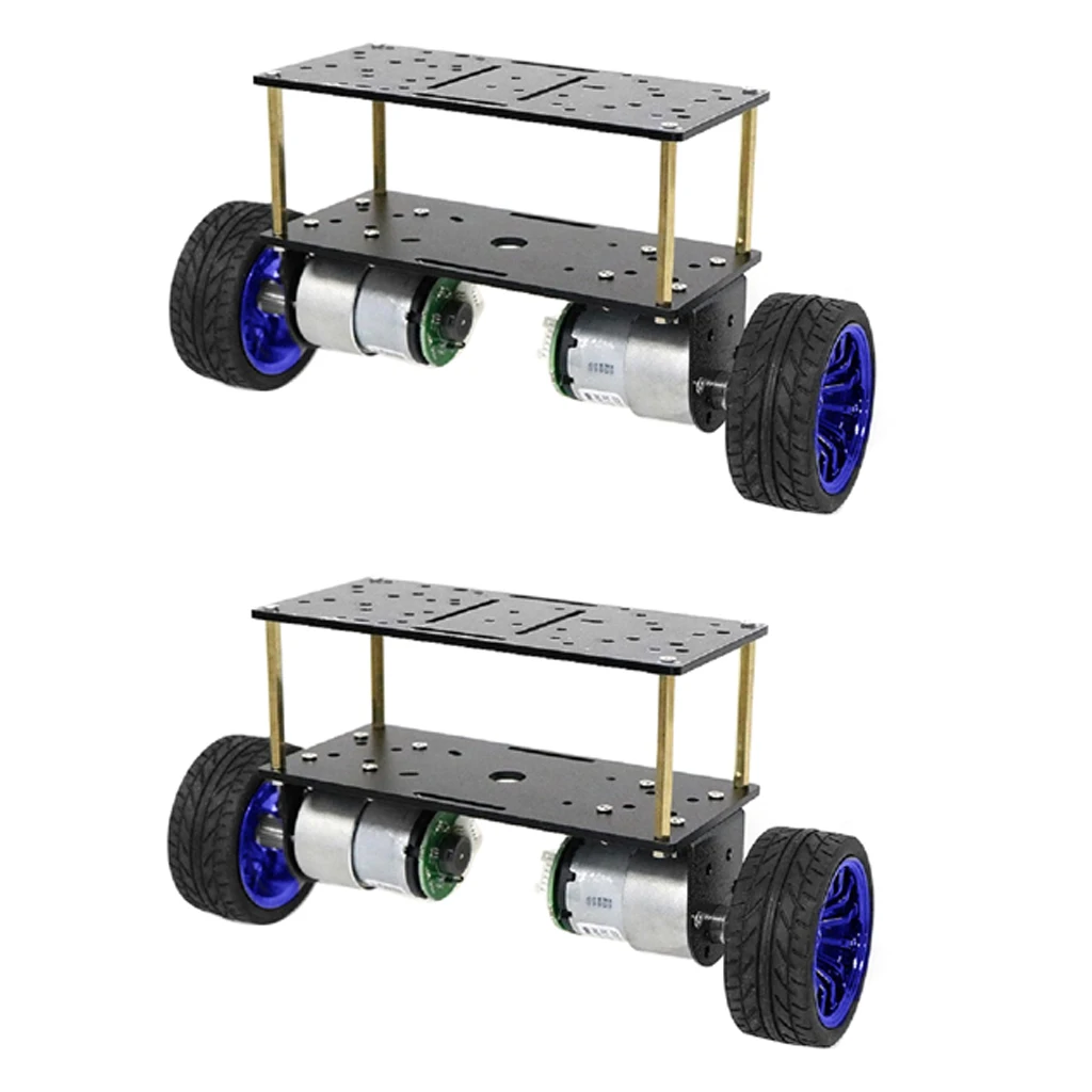 2xDouble-deck 2 W Robot Car Chassis DIY Kits Intelligent Engine Arduino Blue
