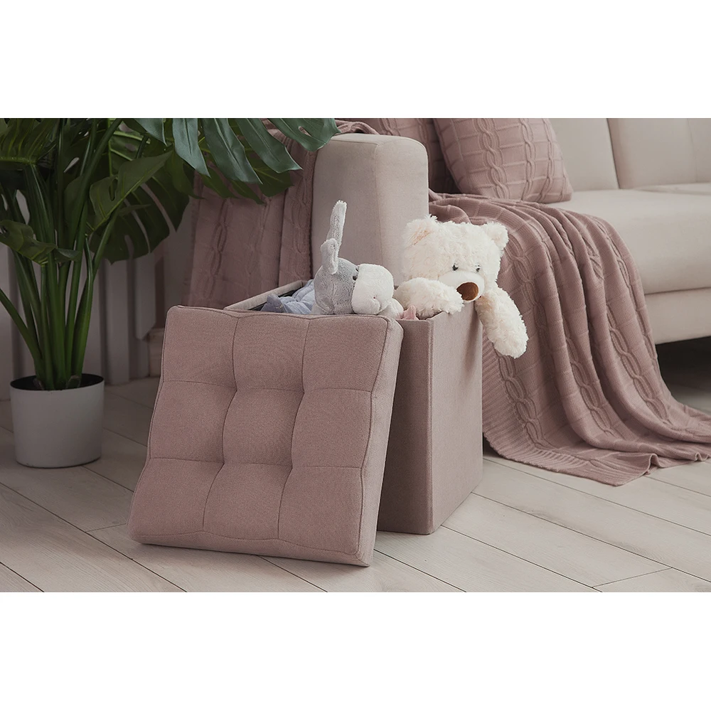 Мягкий складной пуф Delicatex Дели, цвет Gray-Beige, коробка для хранения с, пуфик для детей, подставка, мебель для гостиной
