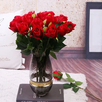 

10 Pcs Artificial Roses Flowers Bouquet for Home Office Parties Bridal and Wedding Decoration YU-Home