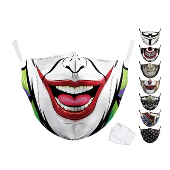 

Cosplayer Anime Face Mask 3D Printing Fabric Protective Mask PM 2.5 5 layers Filter Mouth Caps Anti Dust Reusable mascarillas