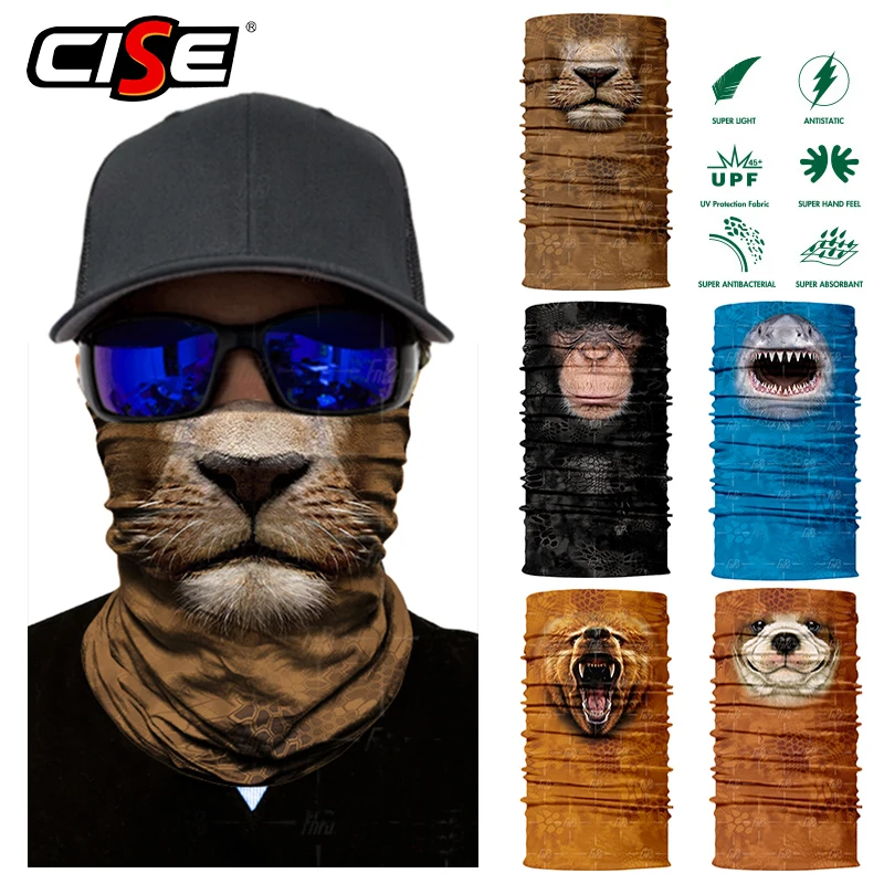 3D бесшовная маска для лица с изображением акулы льва Балаклавы теплая