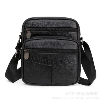 

Genuine Leather Man Shoulder Bags Men's Casual Tote Handbags Fashion Vertical Flap Cow Leather Messenger Bag For Male