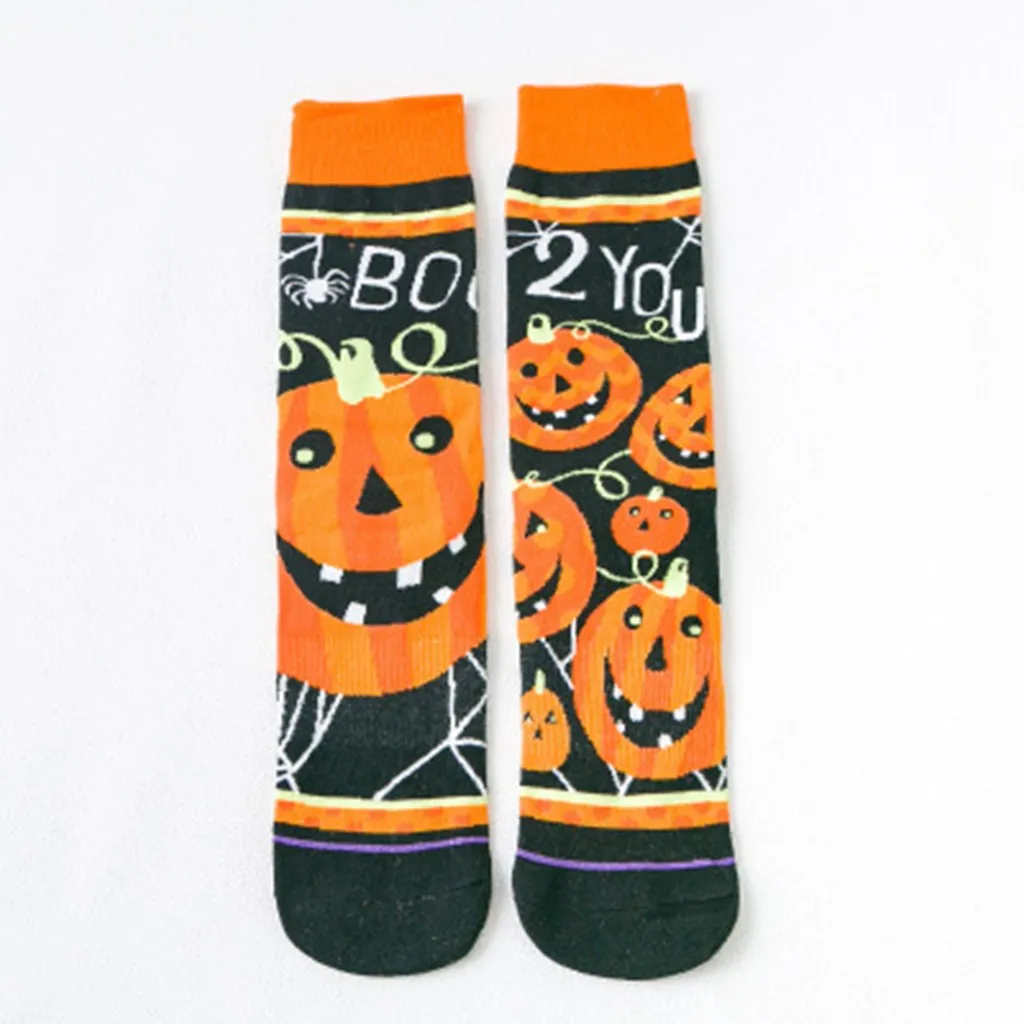 FEITONG 10Pairs Women Socks Fashion Holloween Unisex Casual Halloween Print Middle Socks chaussette femme moda feminina
