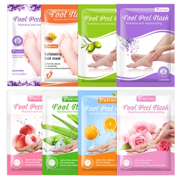 

Putimi 8Packs Exfoliating Foot Mask Socks for Pedicure Whitening Moisturizing Foot Mask Remove Dead Skin Scrub Peeling Feet Mask