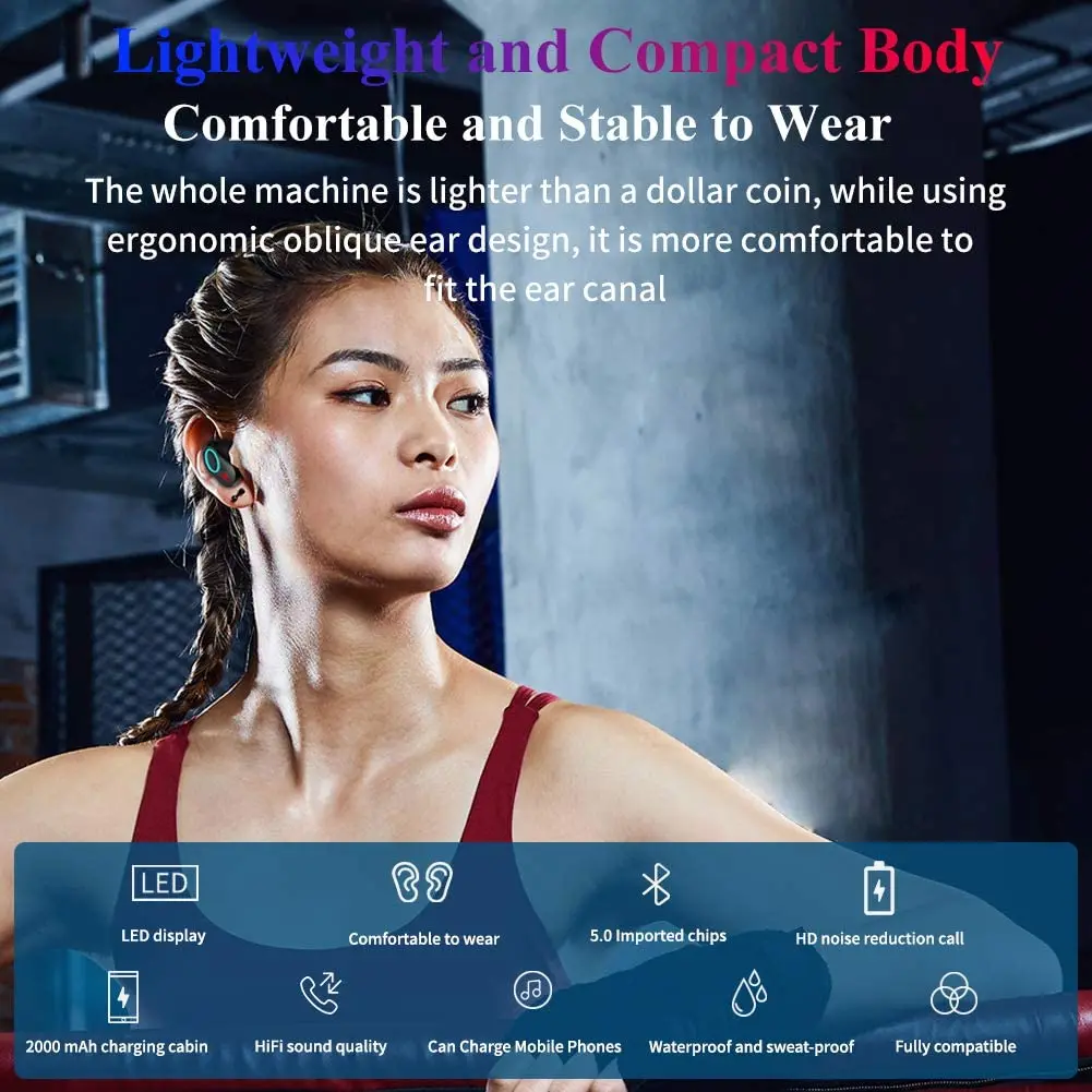 Wireless Earphone Bluetooth 5 1 Earphones True Wireless Sport Earbuds with Charging Case Bass Sound Noise Cancelling Earphone