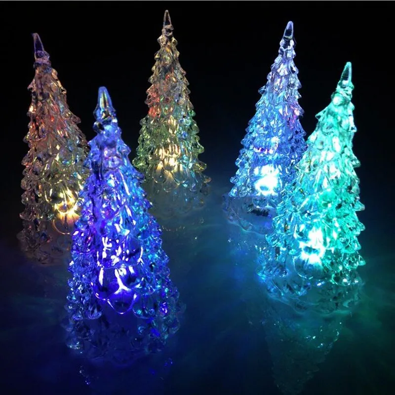 Christmas Tree LED Night Light Crystal Christmas Night Lamp Colorful Changing Desktop Decoration Party Supplies