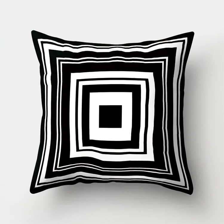 Black White Geometric Cushion Throw Pillows Polyester Decorative Pillowcase 45*45 Nordic Style Home Decor Pillow