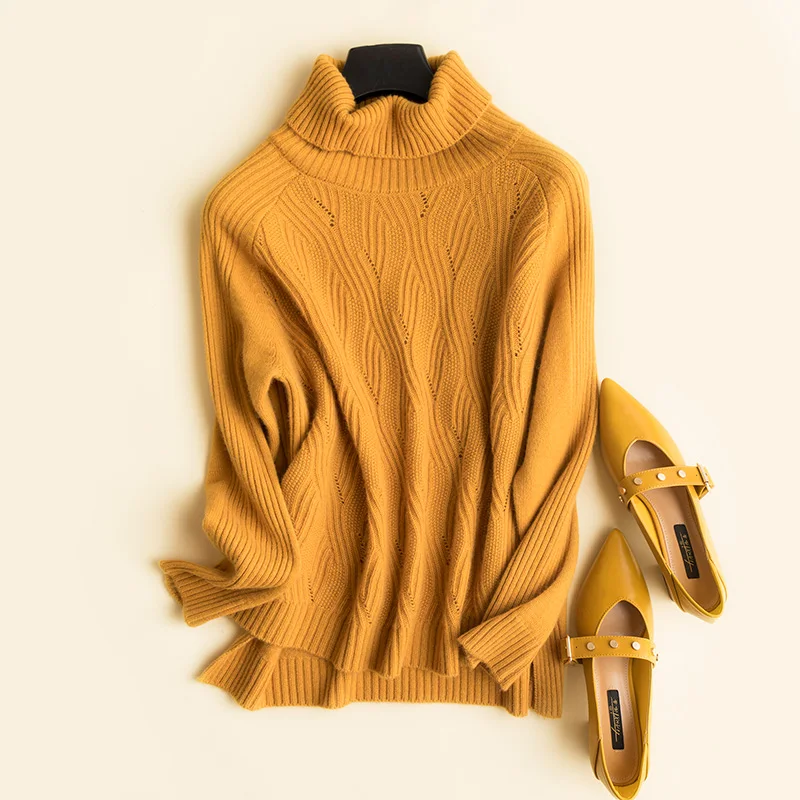 cashmere sweater female autumn and winter new thick high collar sweater female Korean sexy sweater party short sweater - Цвет: Золотой