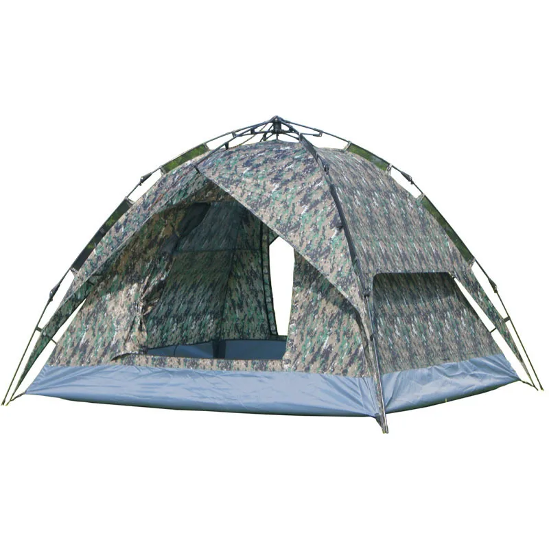 

Camouflage Tent Double Layer Two-door 3-4 People Automatic Easy-to-put-up Tent Outdoor Camping Waterproof Cold Shed