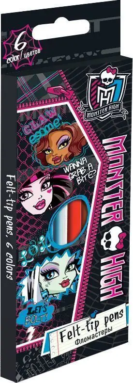 Цветные фломастеры 6 шт. Monster High|Маркеры-краски| |