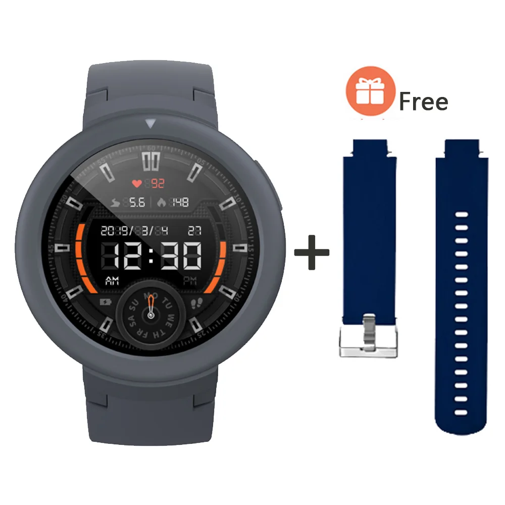 Английская версия AMAZFIT Verge Lite умные часы мужские 20 дней работы от батареи 1,3 дюймов AMOLED экран Встроенный gps монитор сердечного ритма - Цвет: Black add Deep blue