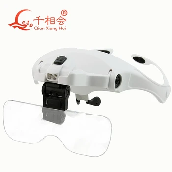

Headband Magnifier Glasses with LED Light, Head Mount Magnifier Handsfree Reading Magnifying Glasses with Light