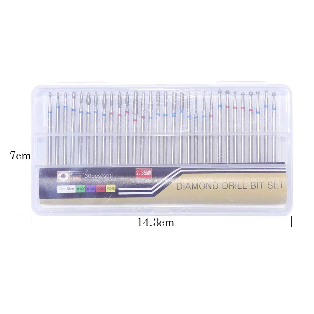 30pcs Salon Nail Files Set Dead Skin Electric Manicure Tools Burrs Cutter Polisher Art Professional Diamond Accessories Remove