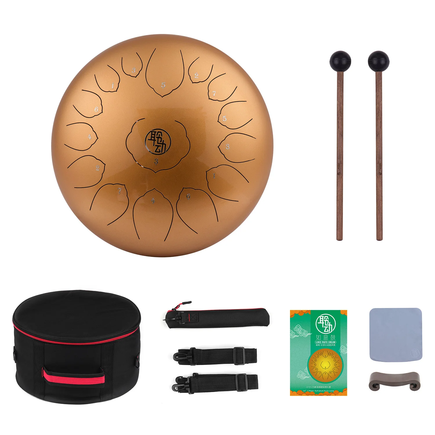 

14 Inch Steel Tongue Drum Hangpan Drum 15-Notes C-Key Percussion Instrument with Mallets Drum Bag for Musical Education