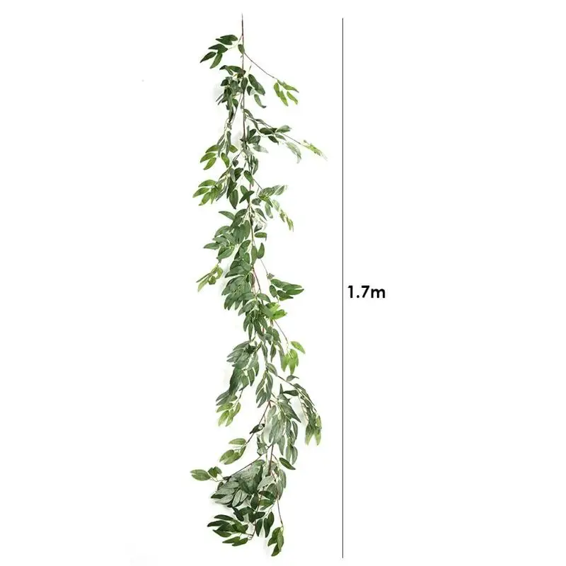VKTECH New Artificial Rattan Delicate Texture Artificial Green Leaves Vine Rattan Simulate Wedding Party Ivy Wreath Wall Decor - Цвет: Green