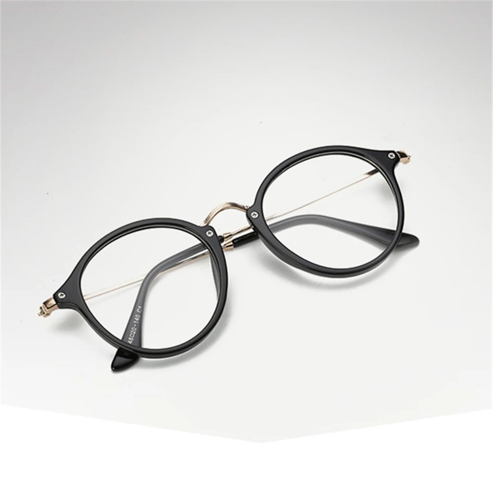 Fashion Full Frame Metal Slim Leg Glasses Frame Simple Round Plain Optical Eyeglasses Flat