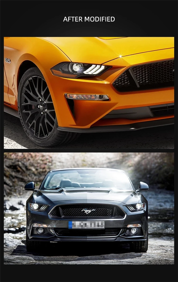Полный светодиодный головной фонарь для Mustang фары передняя лампа с светодиодный последовательный индикаторная вилка и игра