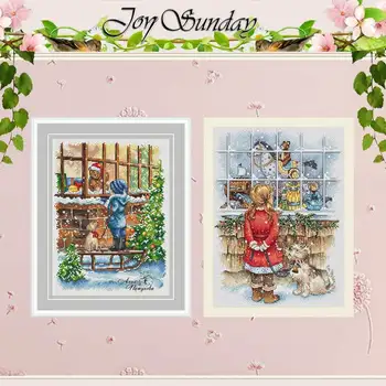 

New Year's Christmas window pattern counted 11CT 14CT 18CT Cross Stitch Set DIY wholesale Cross-stitch Kit Embroidery Needlework