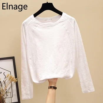 

Korean Fashion Spring Women T-shirt Long Sleeve Tees Cotton Round Neck Loose Casual Solid Tops Bottom Basic Ropa De Mujer 5A981