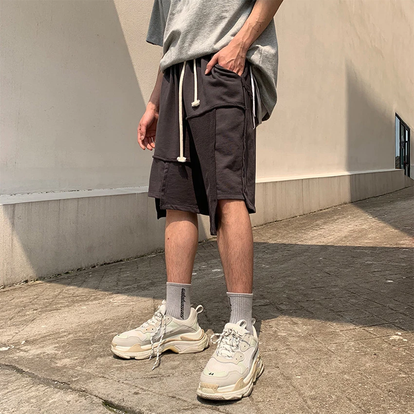 2 Colors Men's Pants Splicing Irregular 