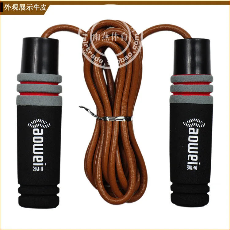 

Genuine Product Rope Skipping with Bearings Adult Aggravate Rubber Profession Fitness Jump Rope Cow Leather Skipping Rope Losing