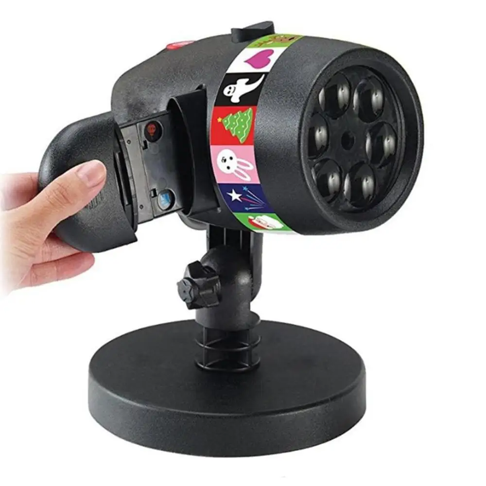 

12 Slides 7 LED Laser Projector Light USB Charging Christmas 15LM stage light Halloween Holiday Outdoors Decoration Lamp
