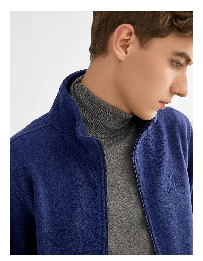 Camelo inverno jaqueta de lã masculina softshell