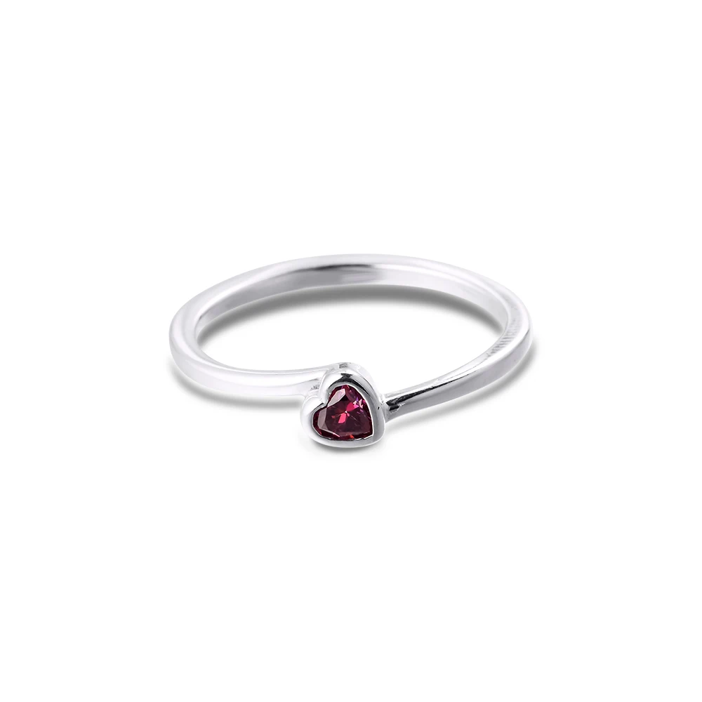 

Red Tilted Heart Solitaire Rings 100% Authentic 925 Sterling-Silver-Jewelry Free Shipping