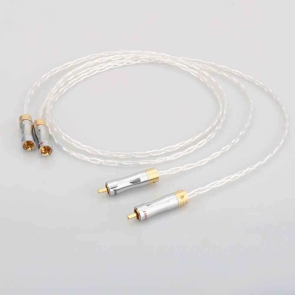 Hifi 8N OCC медный посеребренный RCA к кабель штекер rca мужской аудио | Электроника