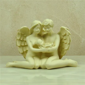 

ANGEL FAMILY FIGURINE HANDMADE POLYRESIN COUPLE ANGEL STATUE ART AND CRAFT ORNAMENT HOME DECORATION BIRTHDAY GIFT FOR PARENTS