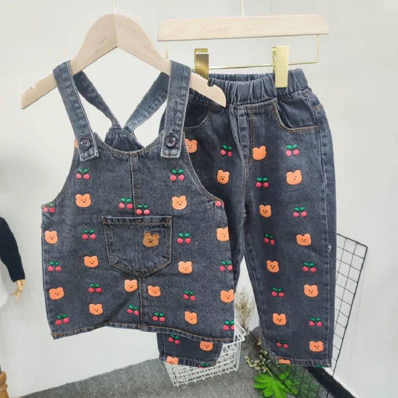 

Dual version 2020 Spring Summer Children Jeans Kids Pants Print Cartoon Bear Jeans For Girls Kids Clothes Baby Girls jeans 2-7Y