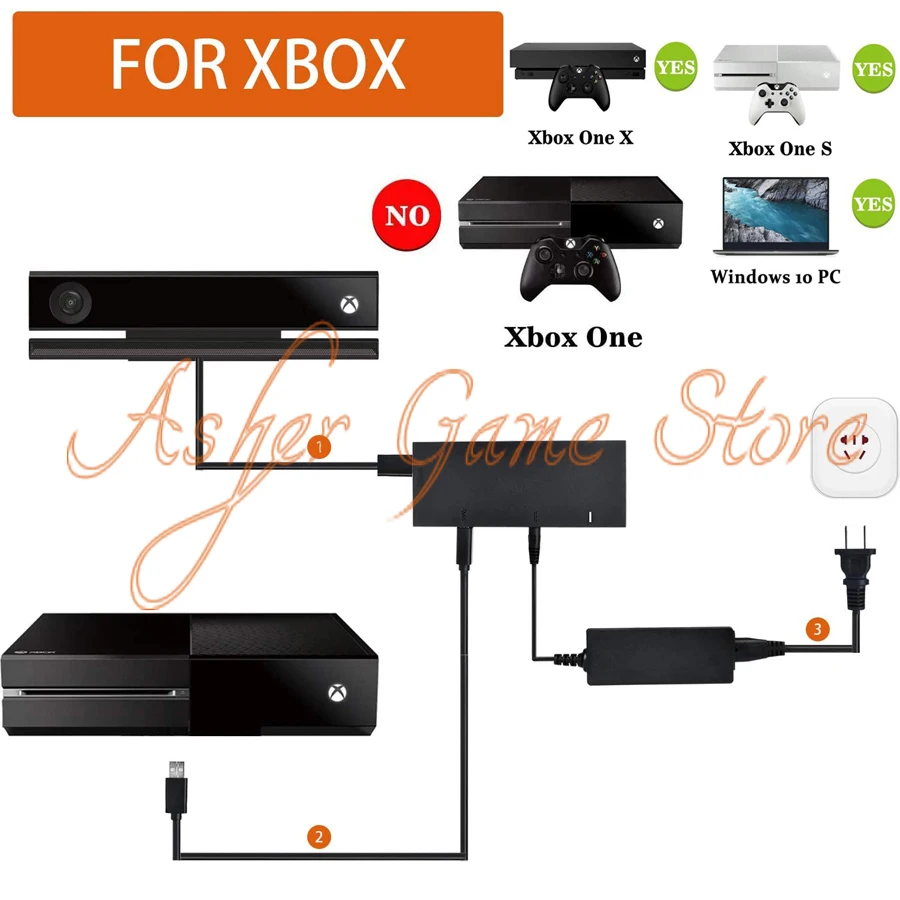 Для XBOX One S / X Windows PC Kinect 2 0 Версия датчик движения адаптер переменного тока для BOX ONE