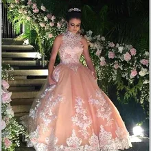 Кружевное бальное платье для выпускного вечера с высокой горловиной прозрачные милые до 16 лет кофта с длинным рукавом праздничное платье размера плюс индивидуальный заказ