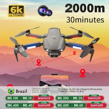 2021 nova f9 gps zangão 6k dupla hd câmera drone 4k profissional fotografia aérea motor sem escova dobrável quadcopter rc distância 3000m  helicoptero controle remotoc toy 1