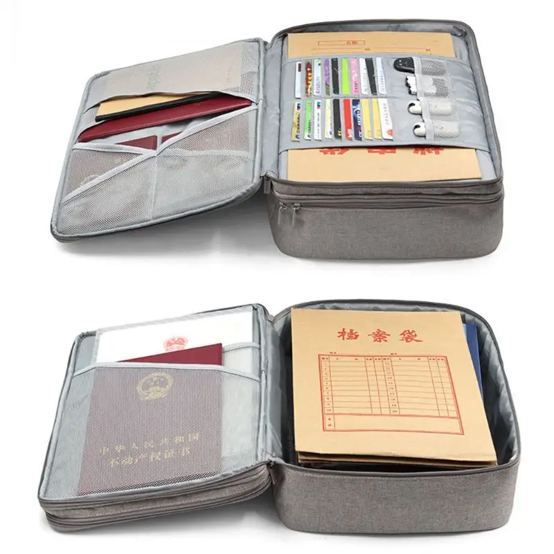 Double Layer Document Ticket Bag Zipper Storage Large Capacity Certificates Files Organizer Travel