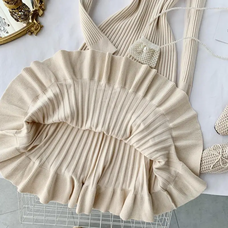 ALPHALMODA ТРАПЕЦИЕВИДНОЕ трикотажное платье с длинными рукавами облегающее расклешенное женское изящное осенне-зимнее платье-свитер